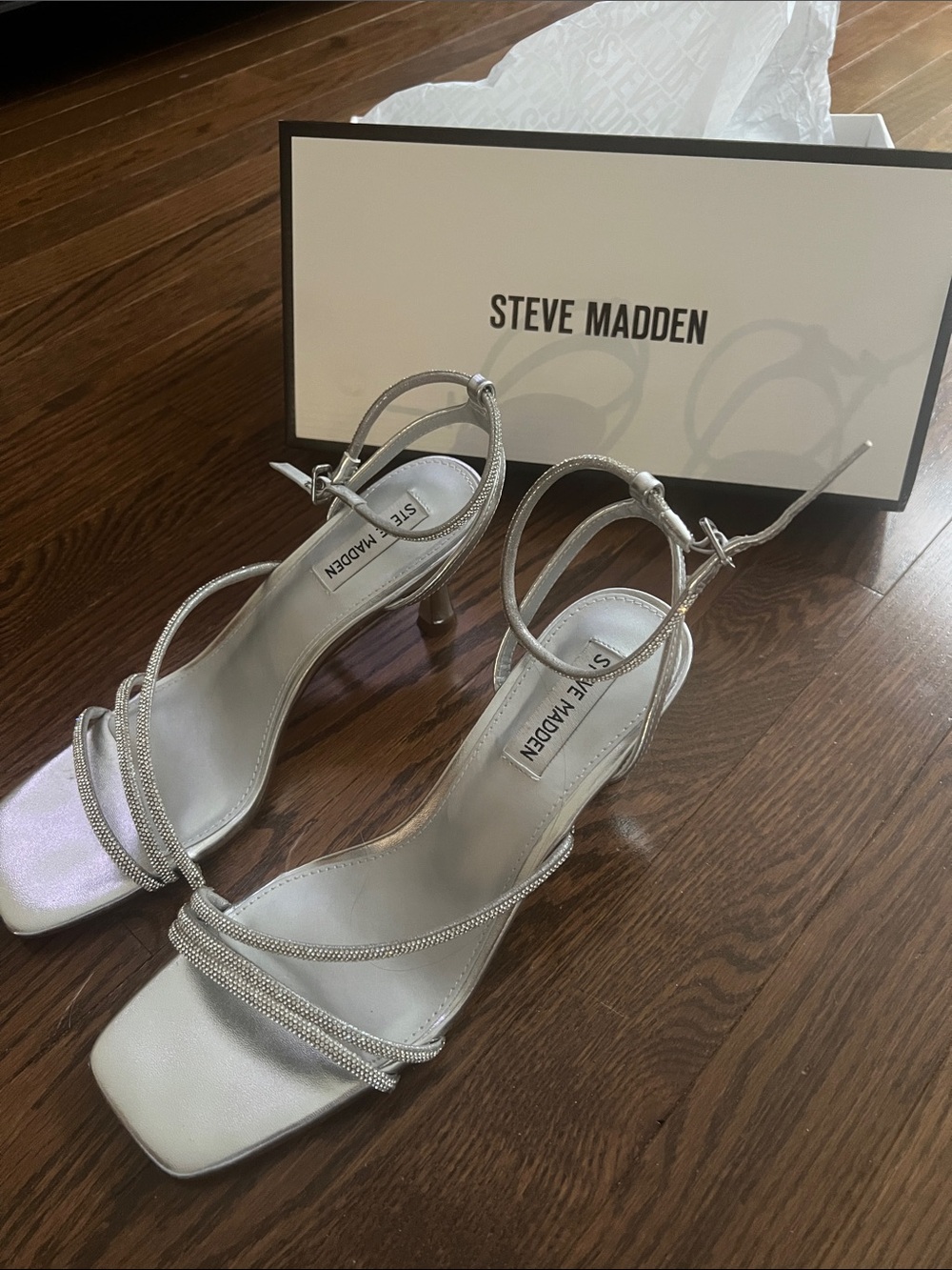 Steve Madden Silver Strappy Heels
